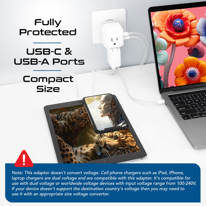 Travel Adapter Set | Type A, B, C, E/F, G, I - USB & USB-C Ports + 2 US Outlets (PAK-WS)