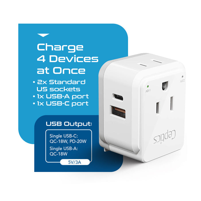 Travel Adapter Set | Type A, B, C, E/F, G, I - USB & USB-C Ports + 2 US Outlets (PAK-WS)