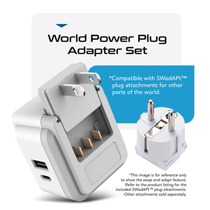 Travel Adapter Set | Type A, B, C, E/F, G, I - USB & USB-C Ports + 2 US Outlets (PAK-WS)