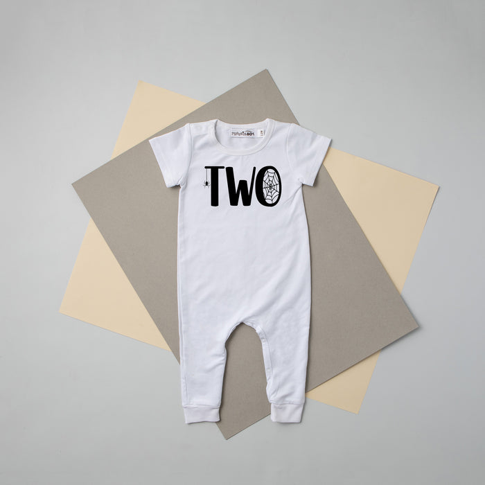 Two Spiderweb 2nd Birthday Slim Fit Short Sleeve Romper