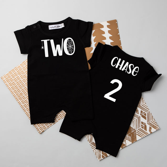 Two Spiderweb 2nd Birthday Slim Fit Shorts Romper