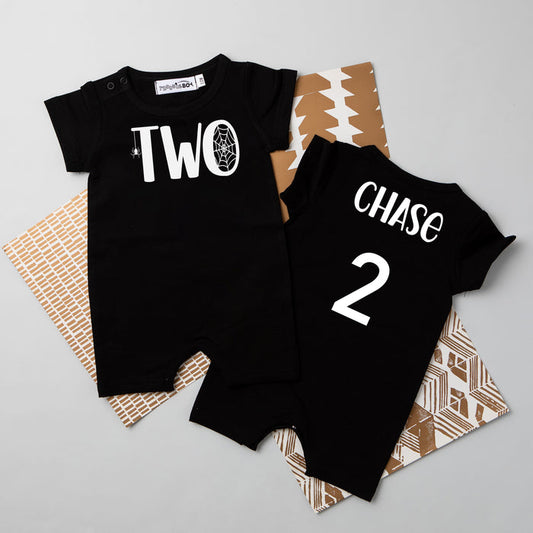 Two Spiderweb 2nd Birthday Slim Fit Shorts Romper
