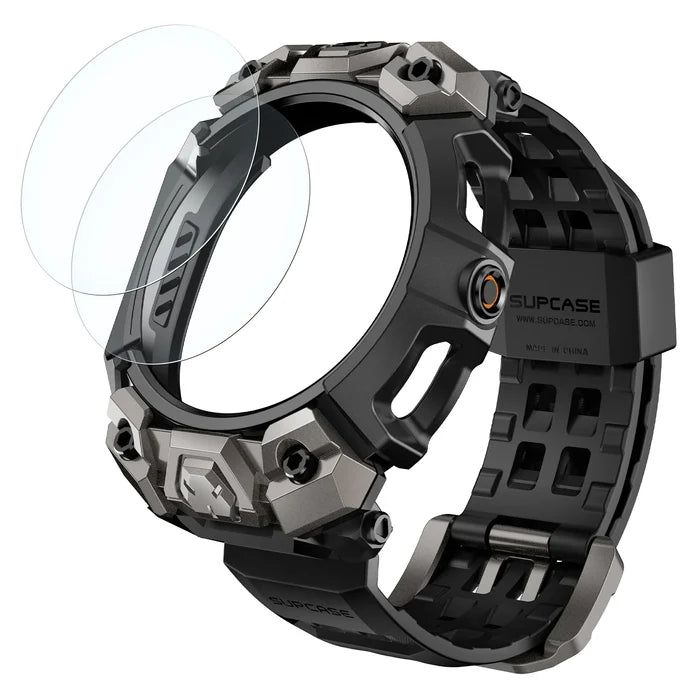 Unicorn Beetle Ore Series Galaxy Watch8 46mm Wristband Case with Glass Screen Protectors - Black