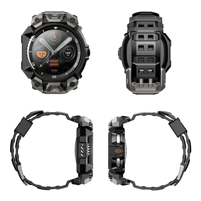 Unicorn Beetle Ore Series Galaxy Watch8 46mm Wristband Case with Glass Screen Protectors - Black