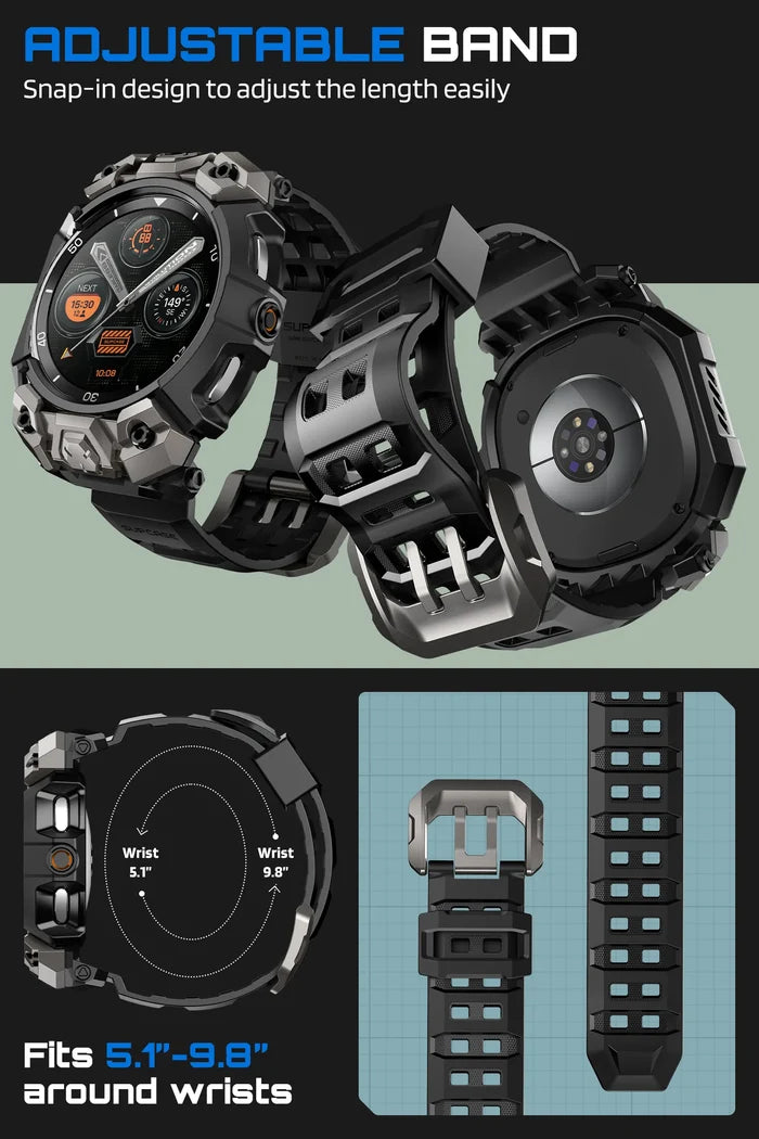 Unicorn Beetle Ore Series Galaxy Watch8 46mm Wristband Case with Glass Screen Protectors - Black