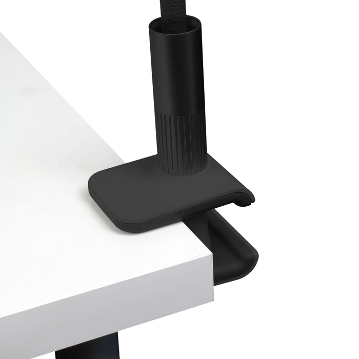 Black flex mount base stand with ribbed collar and textured insert