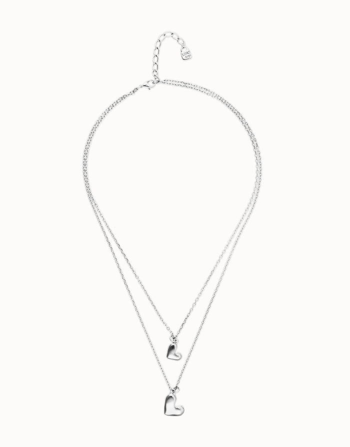 UNOde50 Double Chain Necklace With Heart Pendants