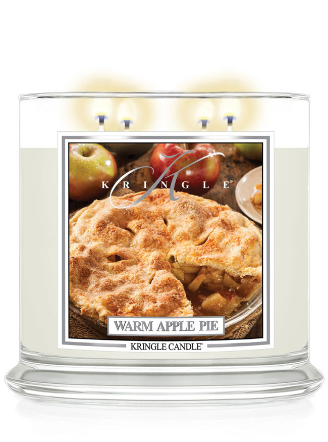 Kringle Candle with 'Warm Apple Pie' packaging on a white background