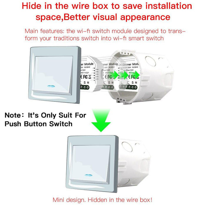 DIY Smart WiFi Light LED Dimmer 1/2 Way Switch - Moes