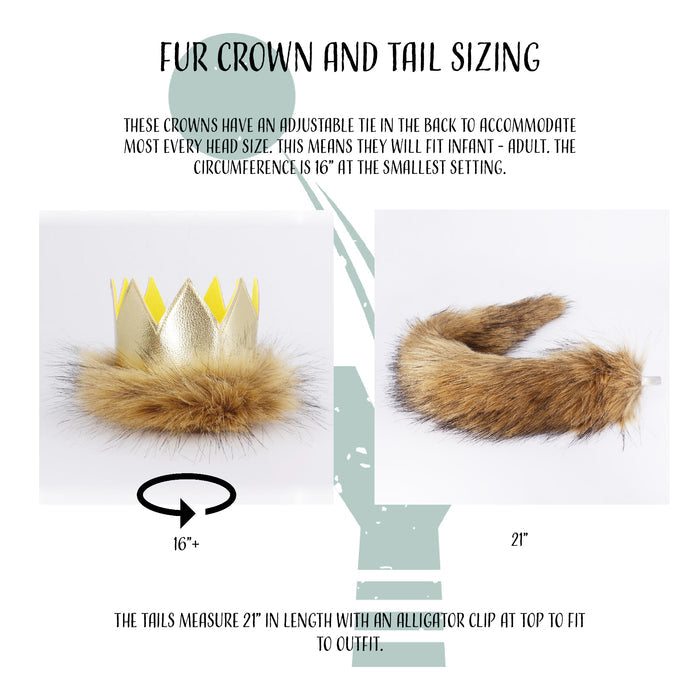 Wild One Gold Crown and Tail with Faux Fur