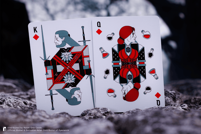Two playing cards, King and Queen of Diamonds, from Witcher Playing Cards by Room One