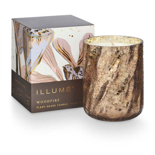 Woodfire Small Boxed Crackle Glass Candle
