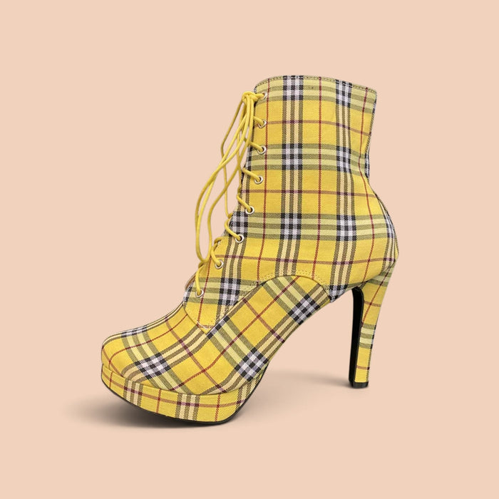 Yellow Tartan Boot - uk 9