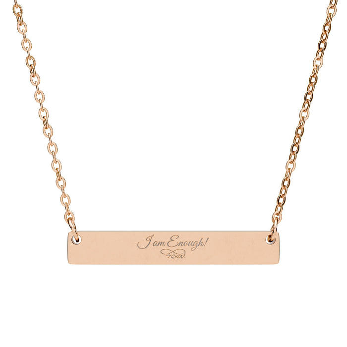 "You Are Enough" -- TCoU - Horizontal Name Bar Necklace in Silver, Gold or Rose Gold