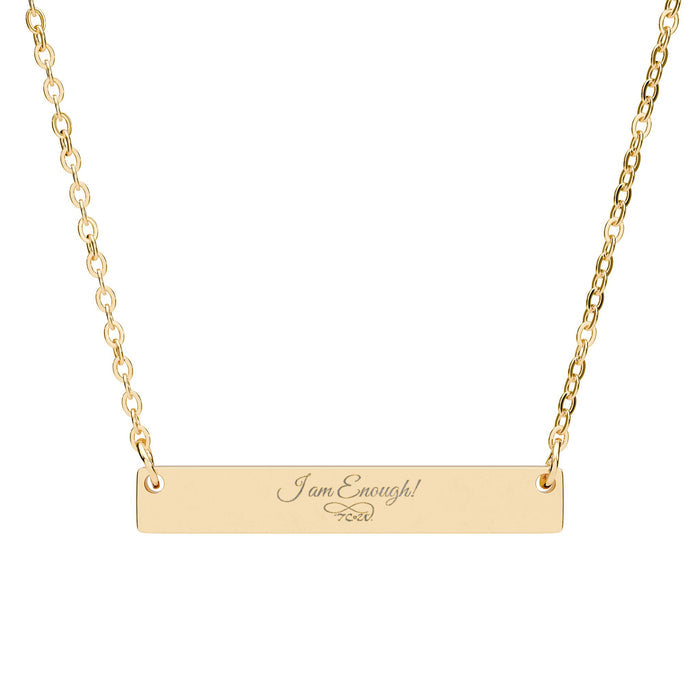 "You Are Enough" -- TCoU - Horizontal Name Bar Necklace in Silver, Gold or Rose Gold