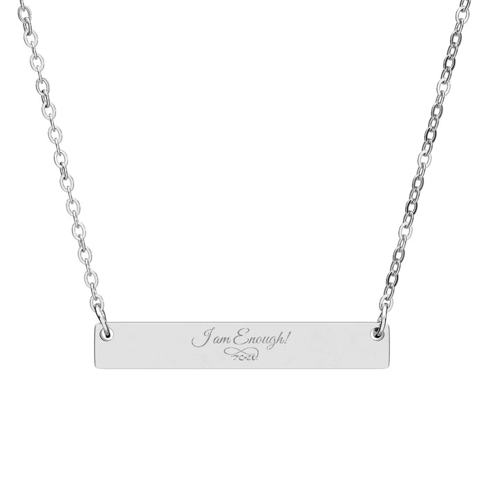 "You Are Enough" -- TCoU - Horizontal Name Bar Necklace in Silver, Gold or Rose Gold