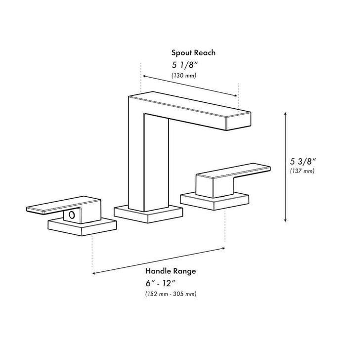 ZLINE Palisades Modern Widespread Bath Faucet in Champagne Bronze (RBCN3-BF-CB) dimensional diagram.