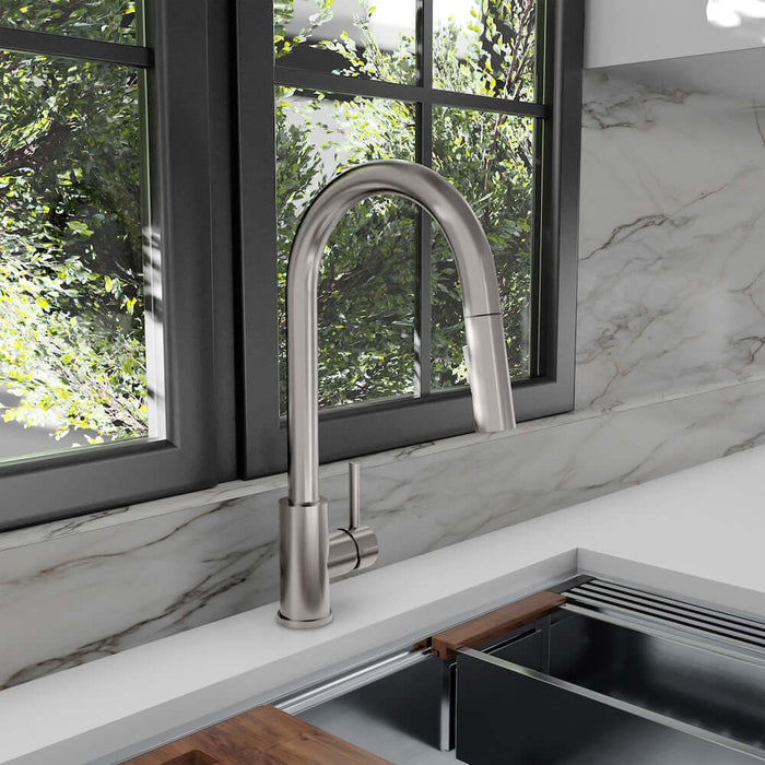 ZLINE Palisades Pull Down Single Handle Kitchen Faucet in Brushed Nickel (RBCN1-KF-BN)